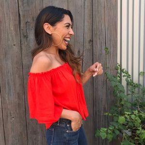 Tops - Coral off shoulder Tops - Coral off shoulder